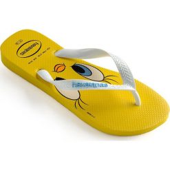 Havaianas - Japonki dziecięce Looney Tunes. Żółte sandały chłopięce marki Havaianas, z gumy, bez zapięcia. W wyprzedaży za 59,90 zł.
