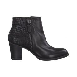 Tamaris Botki czarny female czarny 37. Czarne botki damskie Tamaris, ze skóry, eleganckie, na wysokim obcasie, na obcasie, na zamek. Za 319,00 zł.