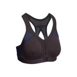 Stanik fitness POWER damski. Czarne biustonosze sportowe DOMYOS, z elastanu. Za 89,99 zł.