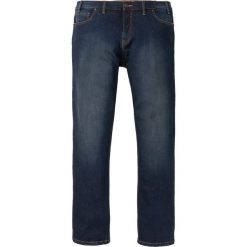 Dżinsy ze stretchem Slim Fit Bootcut bonprix ciemnoniebieski "used". Niebieskie jeansy męskie bonprix, m, bez wzorów. Za 79,99 zł.