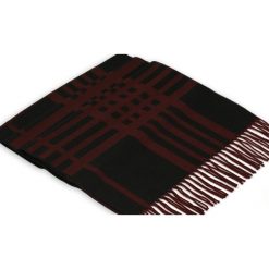 Bordowo - Brązowy Elegancki Szalik Firmy V.Fraas, Cashmink, w Kratkę SZAAKR0390. Czerwone szaliki męskie V. Fraas, na zimę, w kratkę, z wełny. Za 49,00 zł.