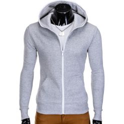 Bluzy męskie: BLUZA MĘSKA ROZPINANA Z KAPTUREM B603 – SZARA