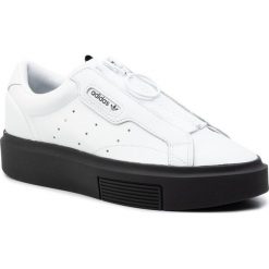 Buty adidas - Sleek Super Z W EF1899 Ftwwht/Ftwwht/Cblack. Białe buty sportowe damskie Adidas, bez wzorów, ze skóry, sportowe. W wyprzedaży za 299,00 zł.