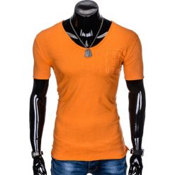 T-shirt męski z nadrukiem S956 - pomarańczowy. Pomarańczowe t-shirty męskie Ombre Clothing, s, z nadrukiem, bez kołnierzyka. Za 16,99 zł.