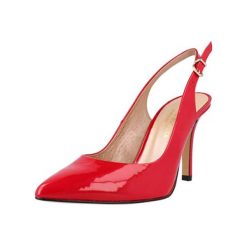 Buty ślubne damskie: Skórzane czółenka w kolorze czerwonym