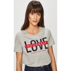 Only - Top. Niebieskie bluzki damskie ONLY, s, z nadrukiem, z bawełny, z okrągłym kołnierzem. W wyprzedaży za 39,90 zł.