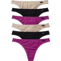 Stringi: Stringi (6 par w opak.) bonprix fioletowa orchidea + cielisty + czarny