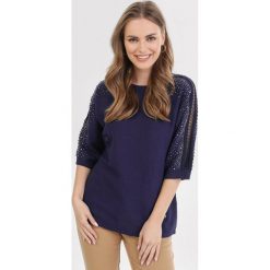 Granatowy Sweter Ryrrya. Niebieskie swetry damskie Born2be, s, bez wzorów, bez rękawów, bez kaptura. Za 99,99 zł.