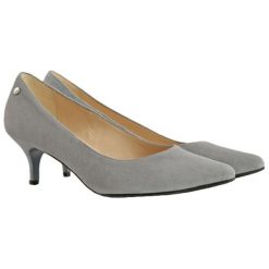 Buty ślubne damskie: Skórzane czółenka w kolorze szarym