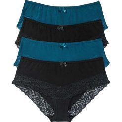 Figi: Figi „panty” (4 pary) bonprix niebieskozielony morski – czarny
