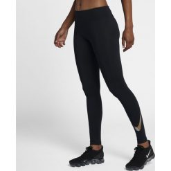Legginsy Nike Flash Essential Tights W Czarne. Czarne spodnie damskie Nike, bez wzorów, z materiału, do biegania, dri-fit (nike). Za 125,99 zł.