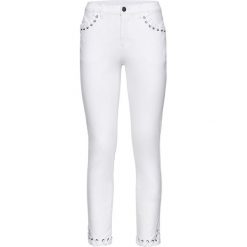 Spodnie 7/8 Skinny ze sznurowaniem bonprix biały. Białe spodnie damskie bonprix, bez wzorów. Za 89,99 zł.