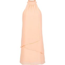 Sukienka bonprix morelowy. Pomarańczowe sukienki damskie bonprix, bez wzorów, ze stójką, bez rękawów. Za 84,99 zł.
