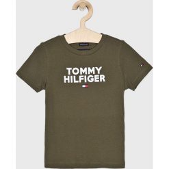 Tommy Hilfiger - T-shirt dziecięcy 74-176 cm. Pomarańczowe t-shirty chłopięce TOMMY HILFIGER, z nadrukiem, z bawełny, bez rękawów. W wyprzedaży za 69,90 zł.