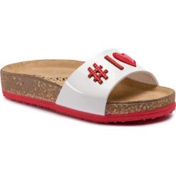 Klapki GUESS - Ashtag FI6ASH PAT19 100H. Białe sandały dziewczęce Guess, ze skóry ekologicznej, bez zapięcia. W wyprzedaży za 169,00 zł.