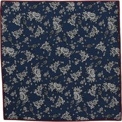 Elegancka, Męska Poszetka - ALTIES - Granat, Kwiaty POSZALTTANIA0178. Niebieskie poszetki męskie Alties, w kwiaty, z materiału, eleganckie. Za 16,90 zł.