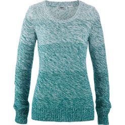 Sweter z okrągłym dekoltem, długi rękaw bonprix ciemnoszmaragdowy. Zielone swetry klasyczne damskie bonprix, z okrągłym kołnierzem. Za 74,99 zł.