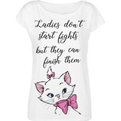 Aristocats Marie - Ladies Don't Start Fights Koszulka damska biały. Białe bluzki damskie marki Aristocats, l, z nadrukiem, z okrągłym kołnierzem. Za 79,90 zł.