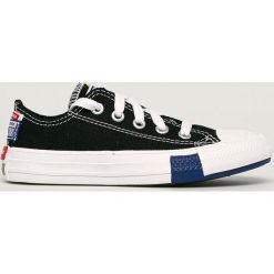 Converse - Tenisówki dziecięce. Czarne trampki chłopięce Converse, bez wzorów, z gumy, z okrągłym noskiem, na sznurówki. Za 199,90 zł.