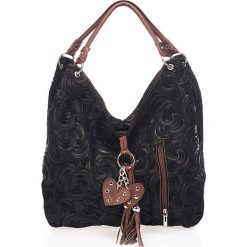 Torebki klasyczne damskie: Skórzana torebka w kolorze czarnym – 40 x 30 x 18 cm