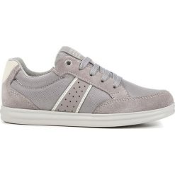 Sneakersy "Anthor" w kolorze szarym. Szare trampki chłopięce marki geox kids, z gumy, na sznurówki. W wyprzedaży za 142,95 zł.