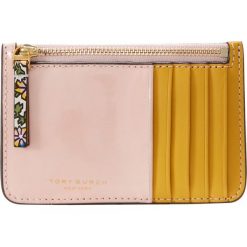 Tory Burch COLOR BLOCK TOP ZIP CARD CASE Portfel ivory wild pansy. Różowe portfele damskie marki Tory Burch. Za 549,00 zł.