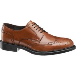Półbuty męskie AM SHOE brązowe. Pomarańczowe buty wizytowe męskie AM SHOE, ze skóry, na sznurówki. Za 199,90 zł.