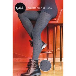 Wzorzyste rajstopy Colette Chic 01. Różowe pończochy damskie Gatta, bez wzorów. Za 27,99 zł.
