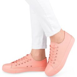 Trampki damskie Sport FG-2769 Brzoskwiniowe. Pomarańczowe trampki i tenisówki damskie SPORT, bez wzorów, z tkaniny, na sznurówki. Za 40,00 zł.