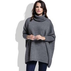 Golfy damskie: Grafitowy Sweter Ciepły Luźny z Golfem