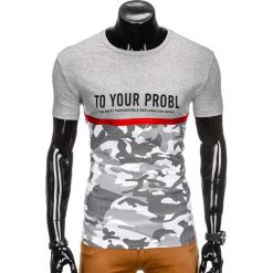 T-shirty męskie: T-SHIRT MĘSKI Z NADRUKIEM S859 – SZARY