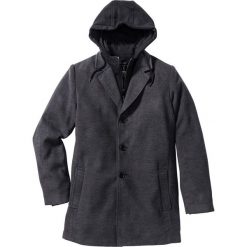 Płaszcz "Slim fit" bonprix antracytowy melanż. Szare płaszcze męskie marki bonprix, m, melanż, z wełny, z kapturem. Za 99,99 zł.