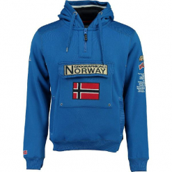 Bluza "Gymclass" w kolorze niebieskim. Niebieskie bluzy męskie rozpinane marki Geographical Norway Men, m, z haftami. W wyprzedaży za 136,95 zł.