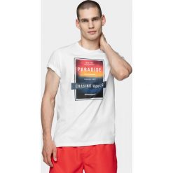T-shirt męski TSM622 - biały - Outhorn. Białe koszulki męskie Outhorn, m, bez wzorów, bez kołnierzyka. W wyprzedaży za 29,99 zł.