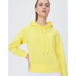 Bluza basic z kapturem - Żółty. Żółte bluzy damskie Sinsay, s, bez wzorów, bez rękawów, z kapturem. W wyprzedaży za 29,99 zł.
