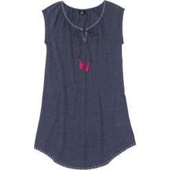 Koszula nocna bonprix ciemnoniebieski melanż. Niebieskie koszule nocne damskie bonprix, bez wzorów, z kontrastowym kołnierzykiem, bez rękawów. Za 44,99 zł.