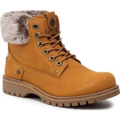 Trapery WRANGLER - Alaska WL92512A Tan Yellow 024. Pomarańczowe trapery damskie Wrangler, ze skóry, bez obcasa, bez zapięcia. W wyprzedaży za 279,00 zł.