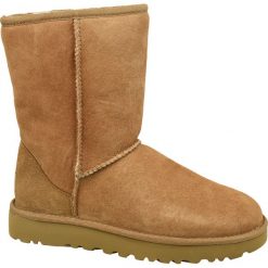 UGG Classic Short II 1016223-CHE. Pomarańczowe śniegowce damskie Ugg, na zimę, ze skóry, bez zapięcia. W wyprzedaży za 899,99 zł.