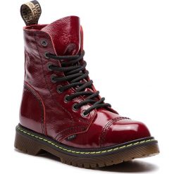 Glany STEEL - 113/AL/D-63 Bordo. Czerwone glany damskie Steel, ze skóry, klasyczne, bez obcasa, bez zapięcia. W wyprzedaży za 209,00 zł.