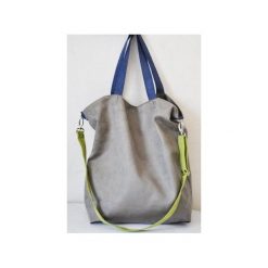 TORBA HOBO XXL -SZARY, LIMONKA, KOBALT. Szare torebki klasyczne damskie Pracownia 166, w paski, z syntetyku, duże, bez dodatków. Za 148,72 zł.