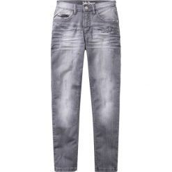Dżinsy ze stretchem Slim Fit bonprix szary denim. Szare spodnie chłopięce bonprix, bez wzorów, z jeansu. Za 59,99 zł.