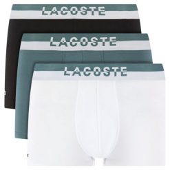 Komplet 3 par bokserek Lacoste 5H3388. Bokserki męskie Lacoste, bez wzorów, z elastanu. W wyprzedaży za 149,00 zł.
