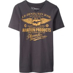 T-shirty chłopięce: T-shirt z dekoltem w serek Slim Fit bonprix szary z nadrukiem