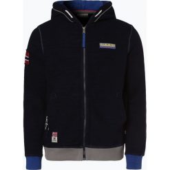 Napapijri - Męska bluza rozpinana – Belize, niebieski. Niebieskie bluzy męskie marki Napapijri, xl, bez wzorów, eleganckie, z kontrastowym kołnierzykiem, bez rękawów, bez kaptura. Za 789,95 zł.