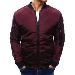 Kurtki męskie bomber: Kurtka męska bomber jacket bordowa (tx1940)
