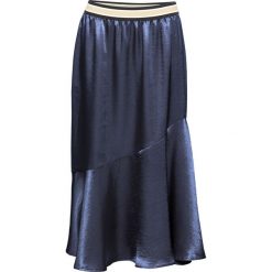 Spódnica z materiału w optyce satyny bonprix niebieski. Niebieskie spódniczki damskie bonprix, bez wzorów, z satyny. Za 49,99 zł.