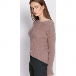 Khaki Sweter Different At All. Brązowe swetry klasyczne damskie Born2be, xl, z okrągłym kołnierzem. Za 49,99 zł.