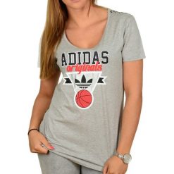 T-shirty damskie: T-shirt w kolorze szarym ze wzorem