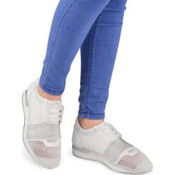 Buty sportowe damskie N/M KS-1117 Białe. Białe buty sportowe damskie N/M, bez wzorów, z tworzywa sztucznego, sportowe. Za 70,00 zł.