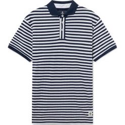 Koszulka polo w kolorze biało-granatowym. Niebieskie koszulki męskie Hackett London, m, w paski, z bawełny, polo, bez rękawów. W wyprzedaży za 249,95 zł.